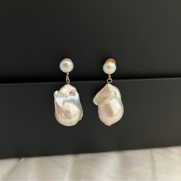 Gemma Alus real baroque pearls clip on earrings - Picture 1 of 14
